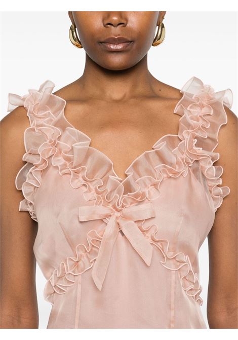 Pink ruffle-detailed midi dress Alessandra Rich - women ALESSANDRA RICH | FABX4034F43151927